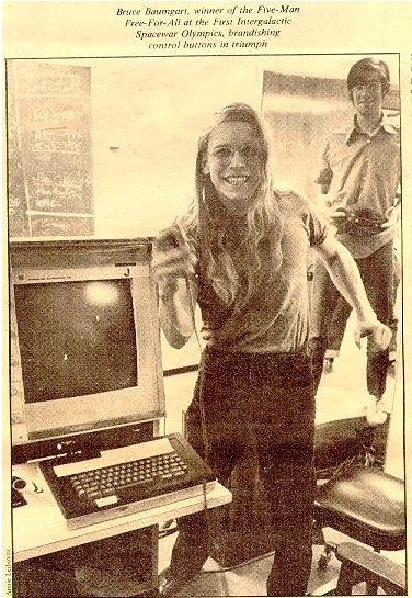 A primeira competição esportiva eletrônica que se tem notícia foi em 19 de outubro de 1972, para estudantes da Universidade Stanford, nos Estados Unidos. Foi com o jogo Spacewar e o nome oficial foi "Olimpíadas Intergalácticas de Spacewar". O prêmio foi um ano de assinatura da revista Rolling Stone.